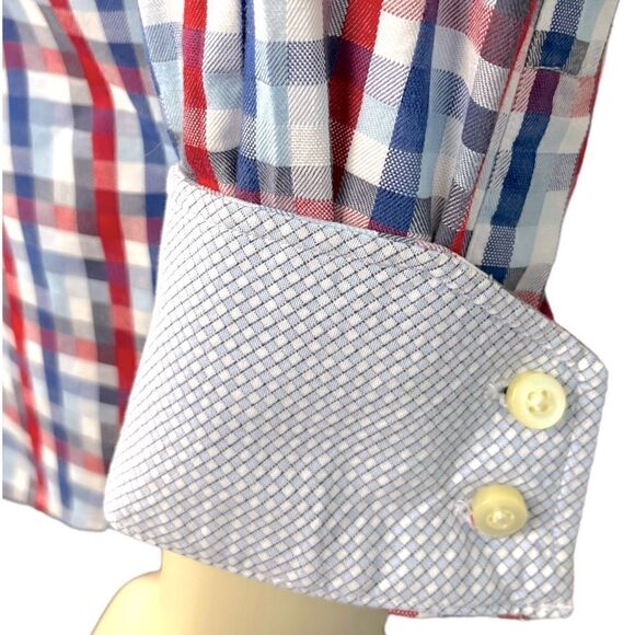 Stunning Thomas Dean Plaid L/S Casual Dress Shirt Like New Condition Size Large - Picture 8 of 9